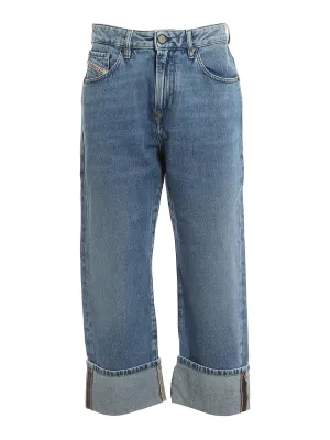 Diesel Mid-Rise Logo Patch Cropped Jeans