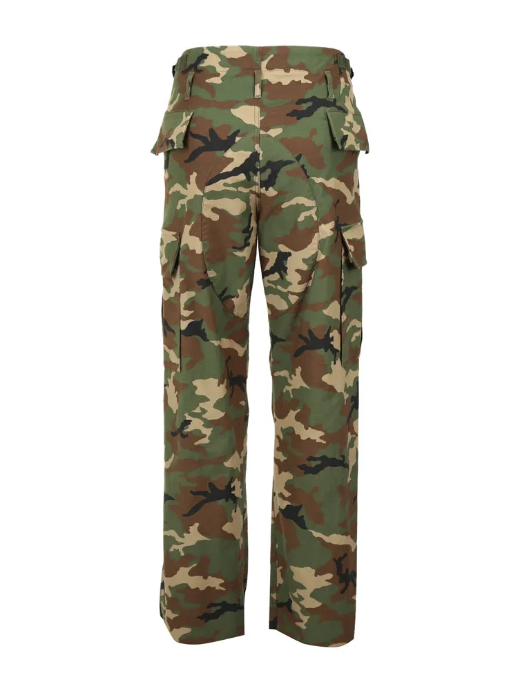 Dolce & Gabbana Camouflage Printed Raw-Cut Edge Trousers