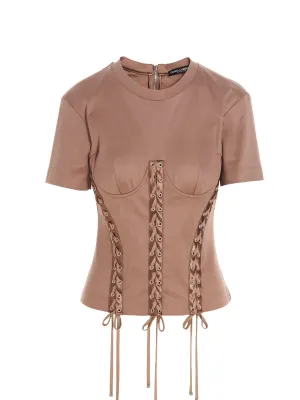 Dolce & Gabbana Lace-Up Crewneck T-Shirt