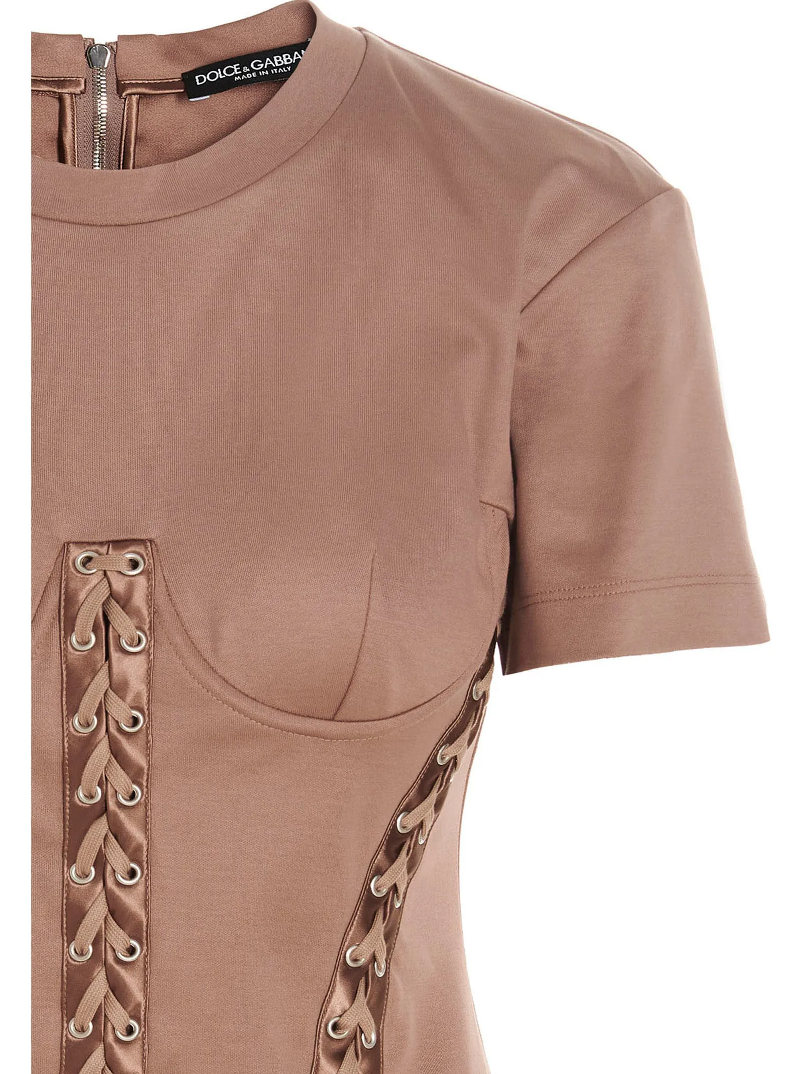 Dolce & Gabbana Lace-Up Crewneck T-Shirt