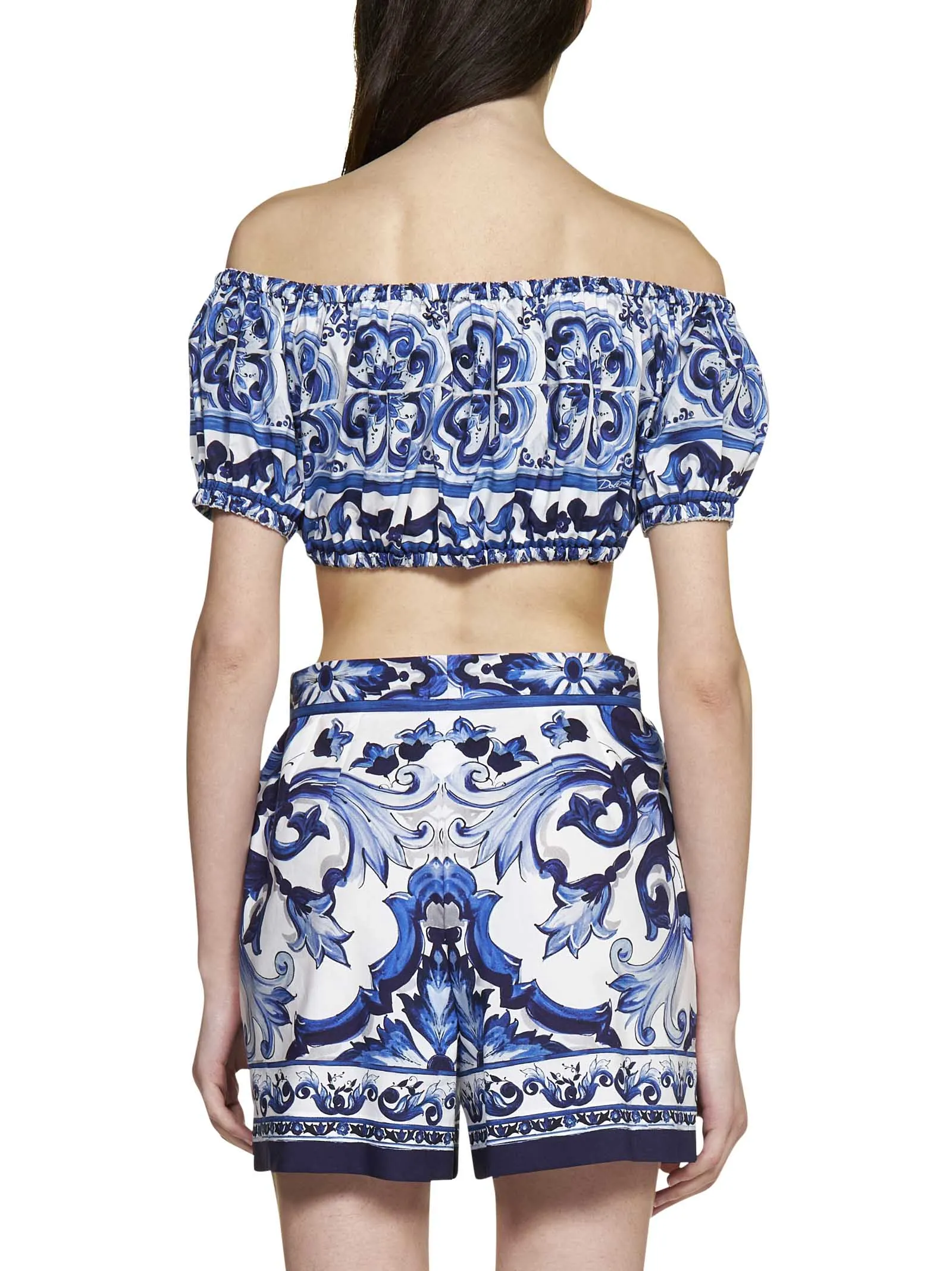 Dolce & Gabbana Mediterraneo Printed Off-Shoulder Top