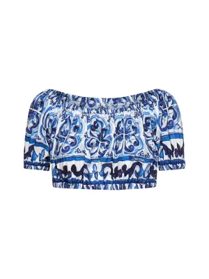 Dolce & Gabbana Mediterraneo Printed Off-Shoulder Top