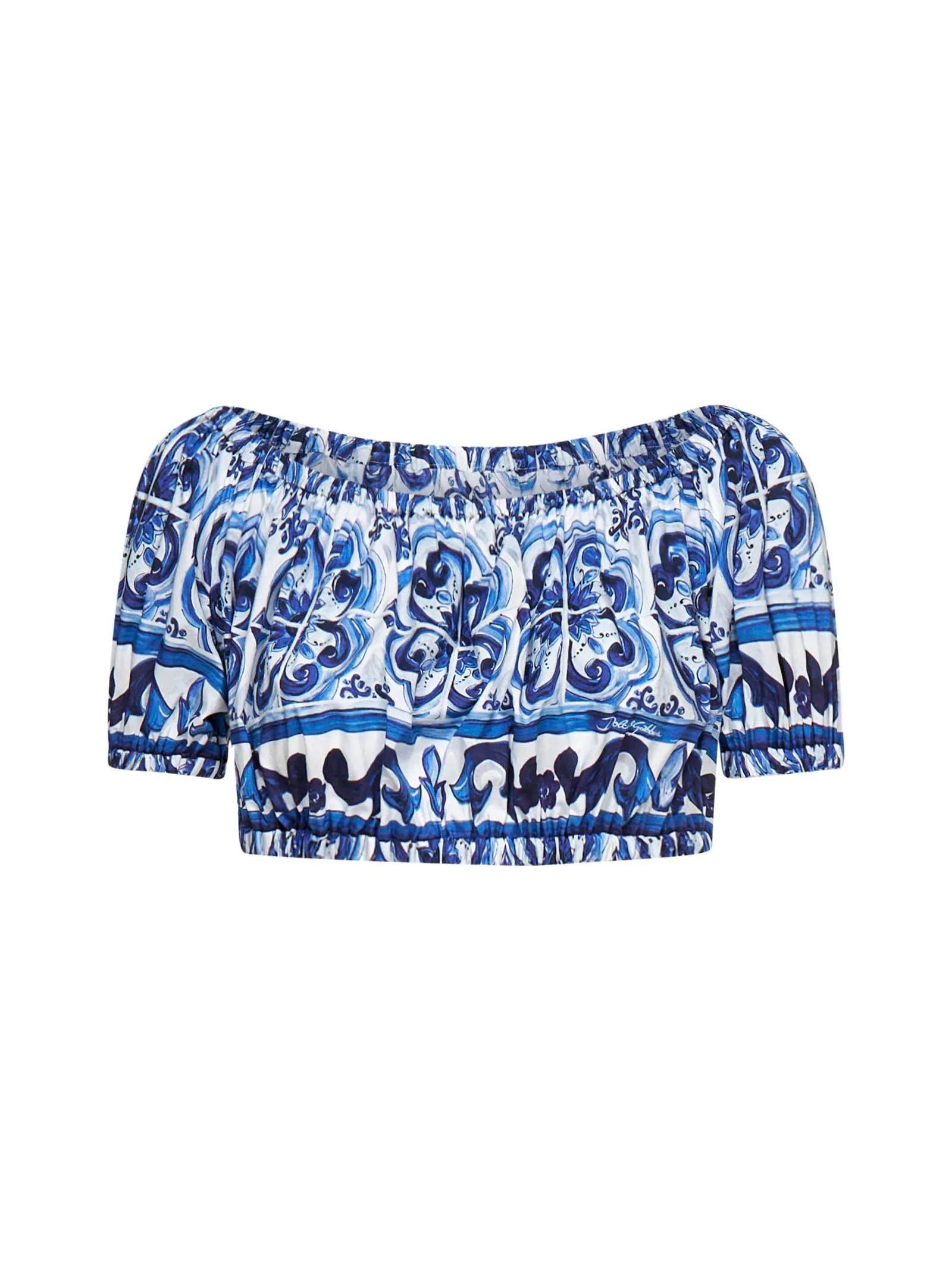Dolce & Gabbana Mediterraneo Printed Off-Shoulder Top