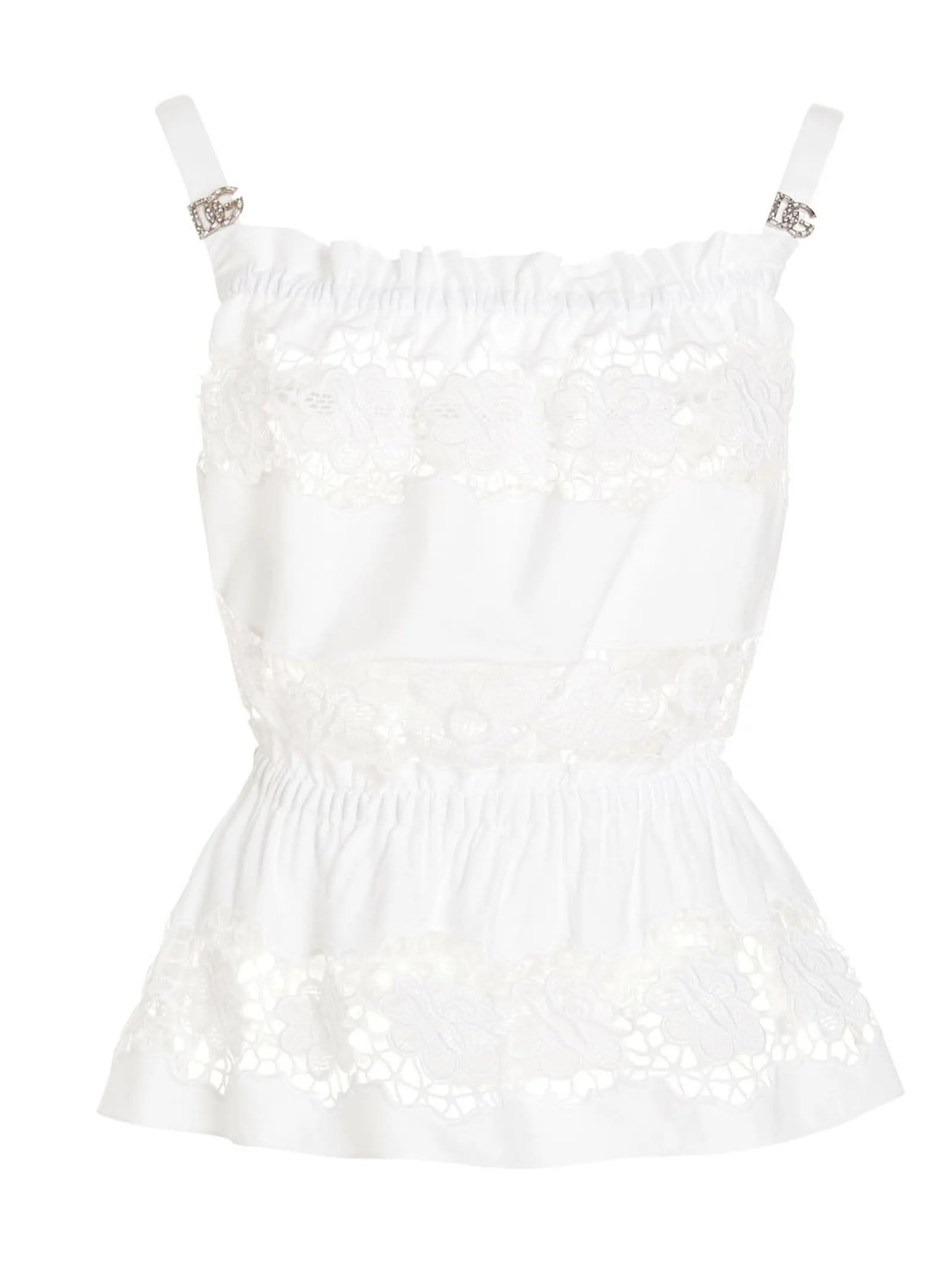 Dolce & Gabbana Openwork Embroidery Poplin Top