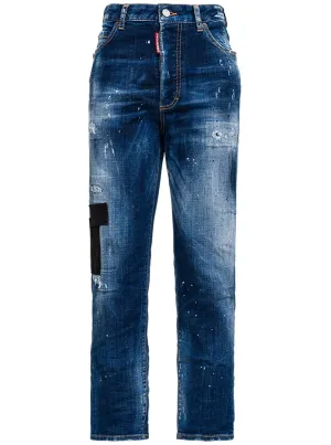 Dsquared2 Distressed Straight-Leg Cropped Jeans