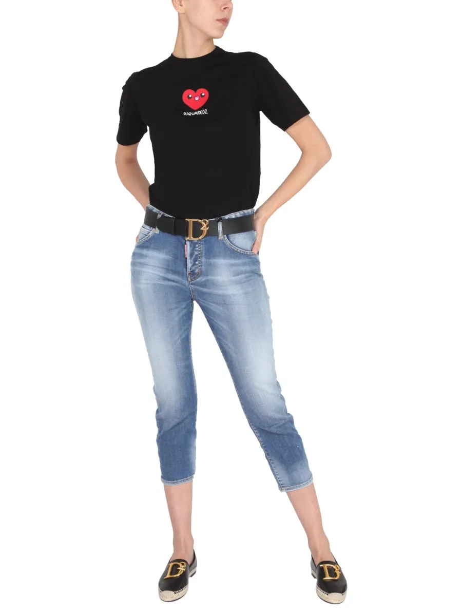 Dsquared2 Logo Detailed Cropped Jeans