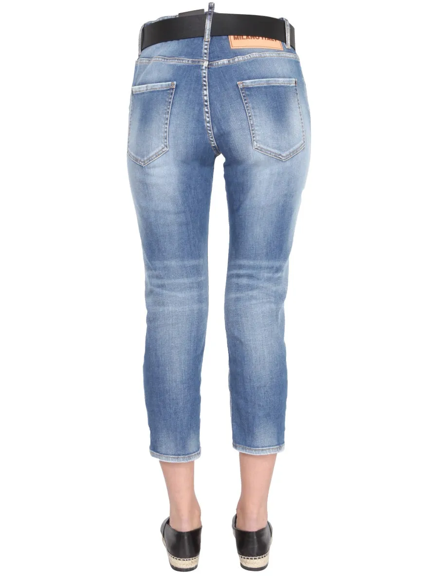Dsquared2 Logo Detailed Cropped Jeans