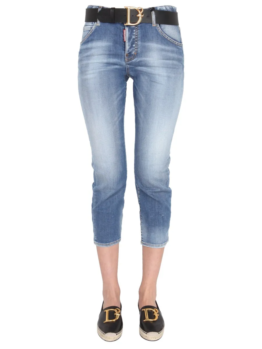 Dsquared2 Logo Detailed Cropped Jeans