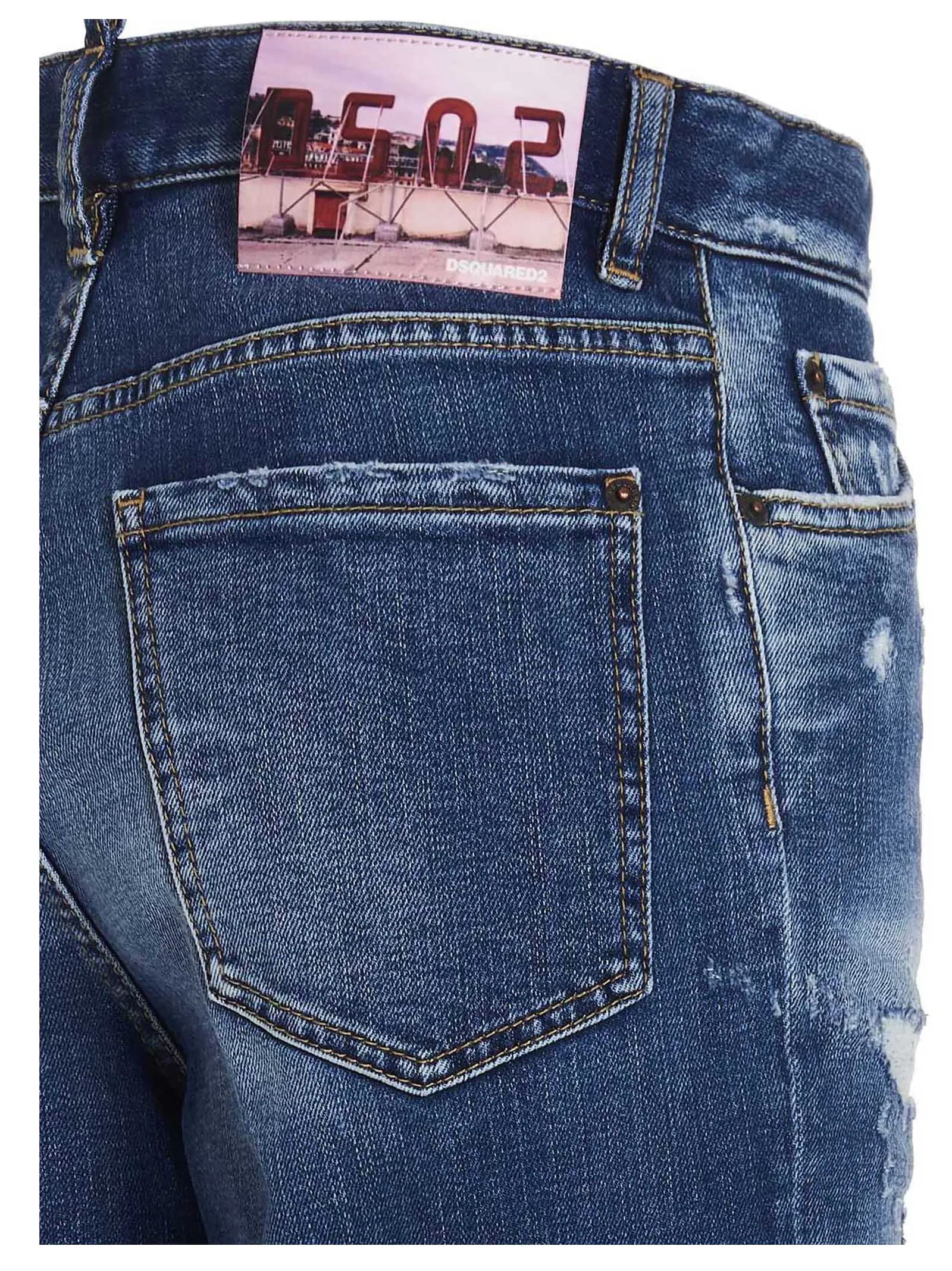Dsquared2 Logo Patch Distressed Jeans