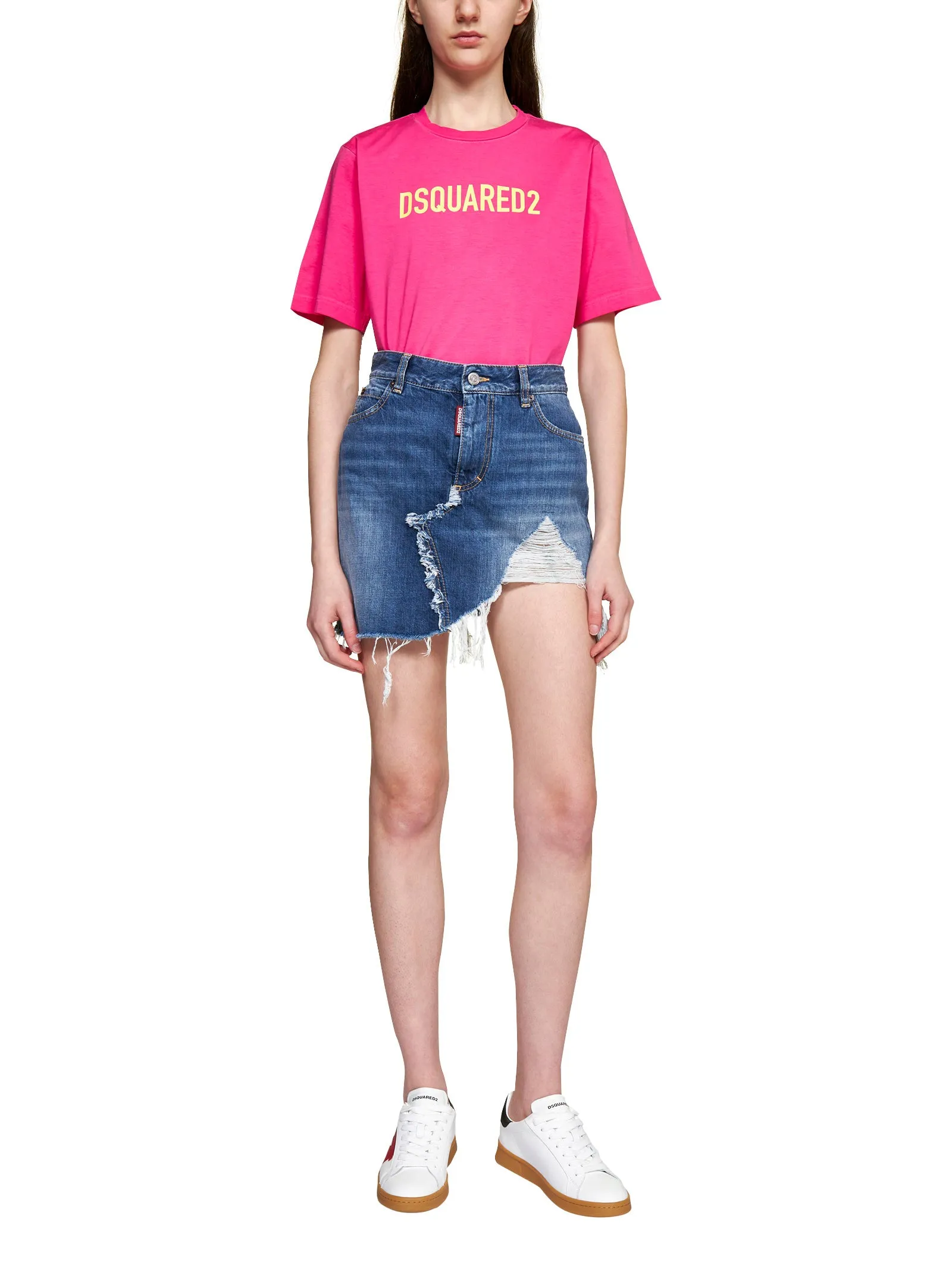 Dsquared2 Logo Patch Ripped Skirt