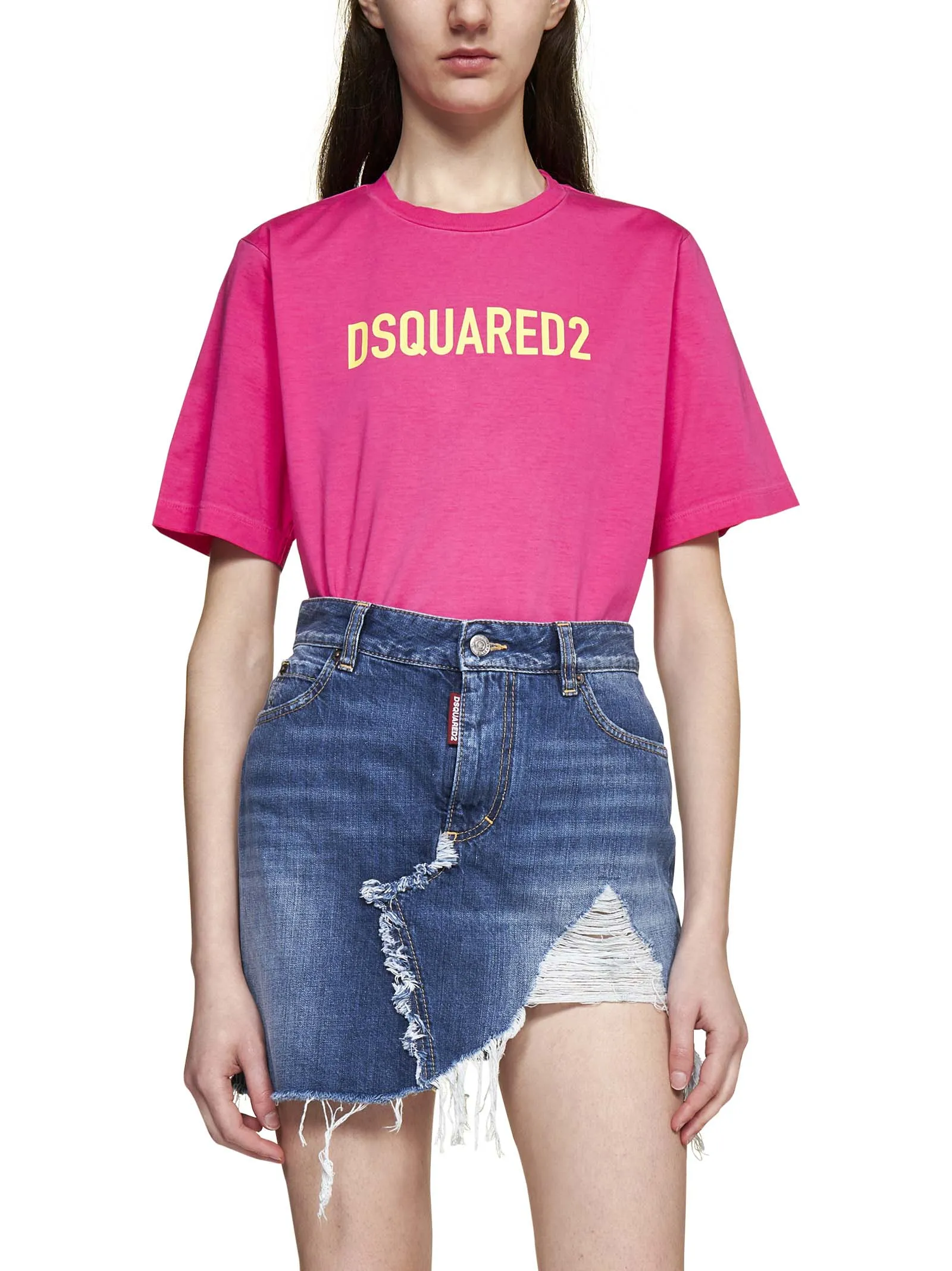 Dsquared2 Logo Patch Ripped Skirt