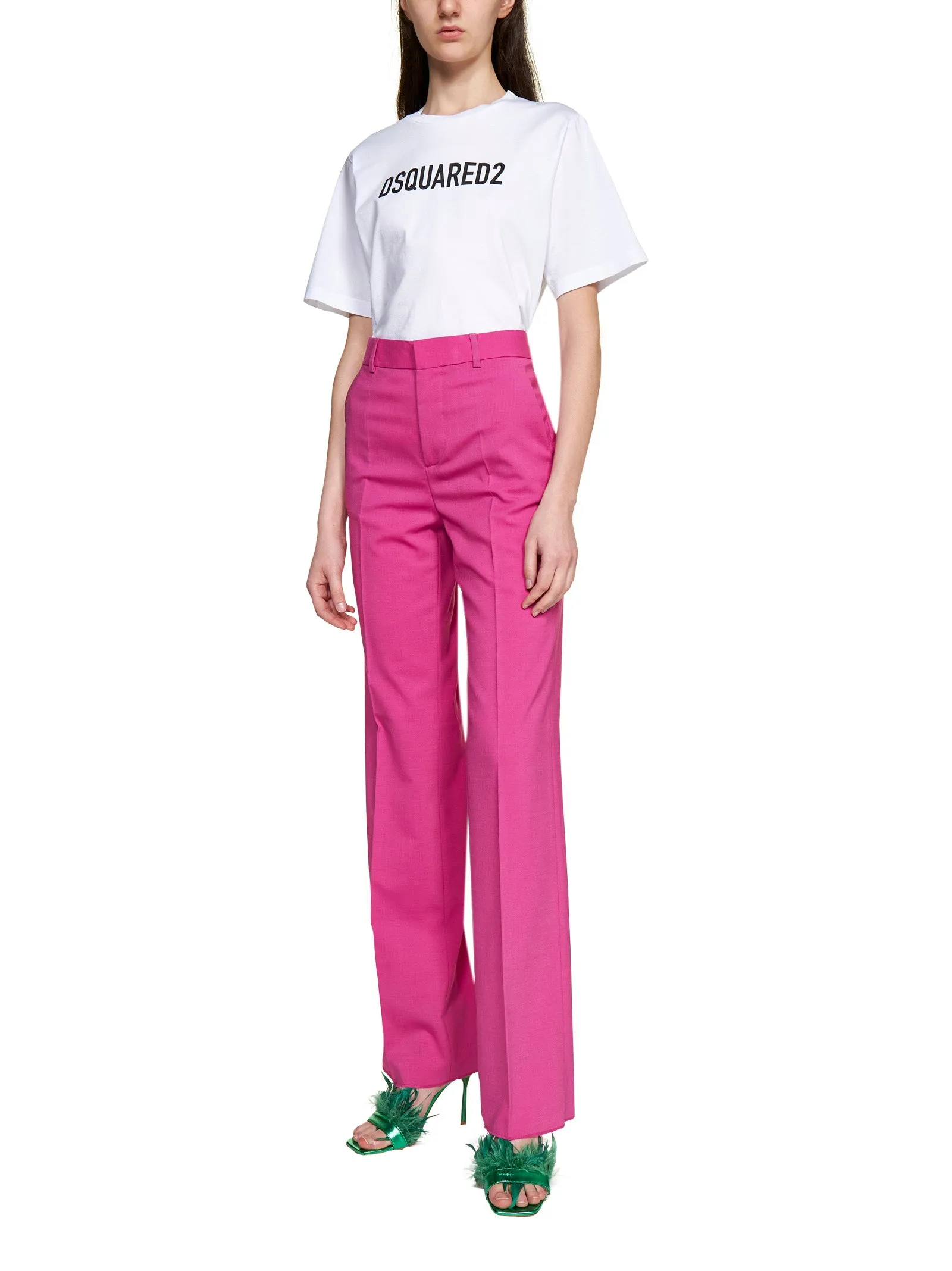Dsquared2 Logo Plaque Wide-Leg Trousers