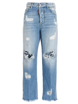 Dsquared2 Ripped Straight-Leg Jeans
