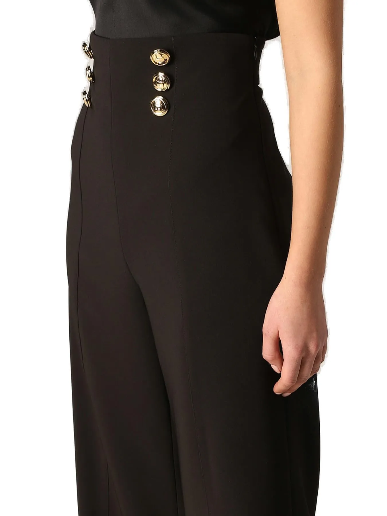 Elisabetta Franchi High-Waist Button Detail Trousers