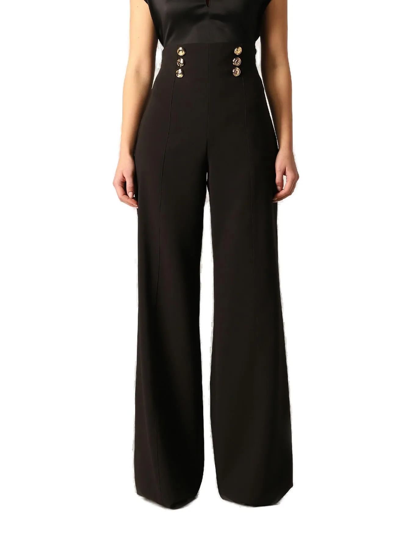 Elisabetta Franchi High-Waist Button Detail Trousers
