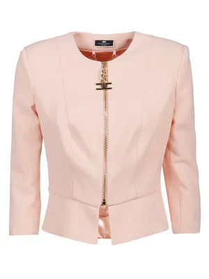 Elisabetta Franchi Logo Charm Zipped Jacket