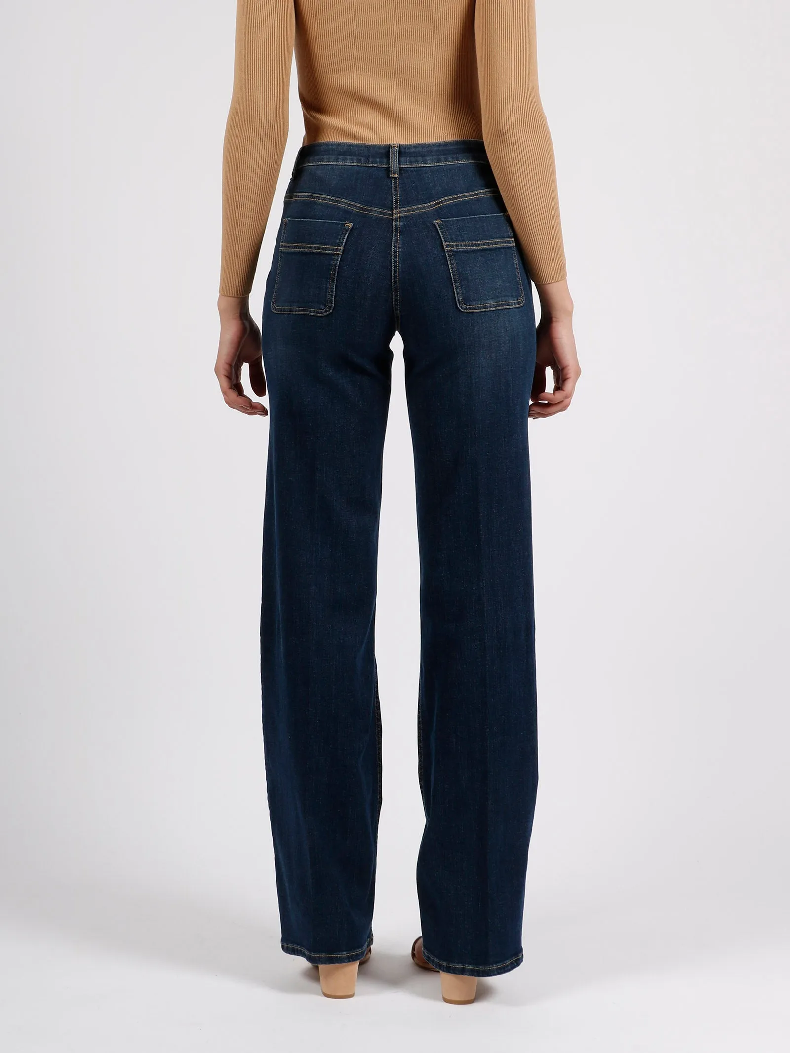 Elisabetta Franchi Logo Plaque Wide Leg Trousers