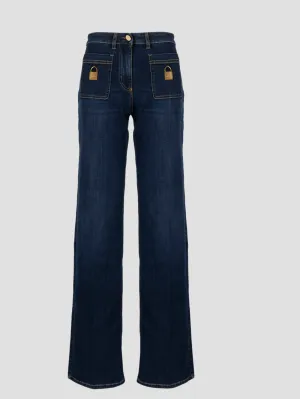 Elisabetta Franchi Logo Plaque Wide Leg Trousers