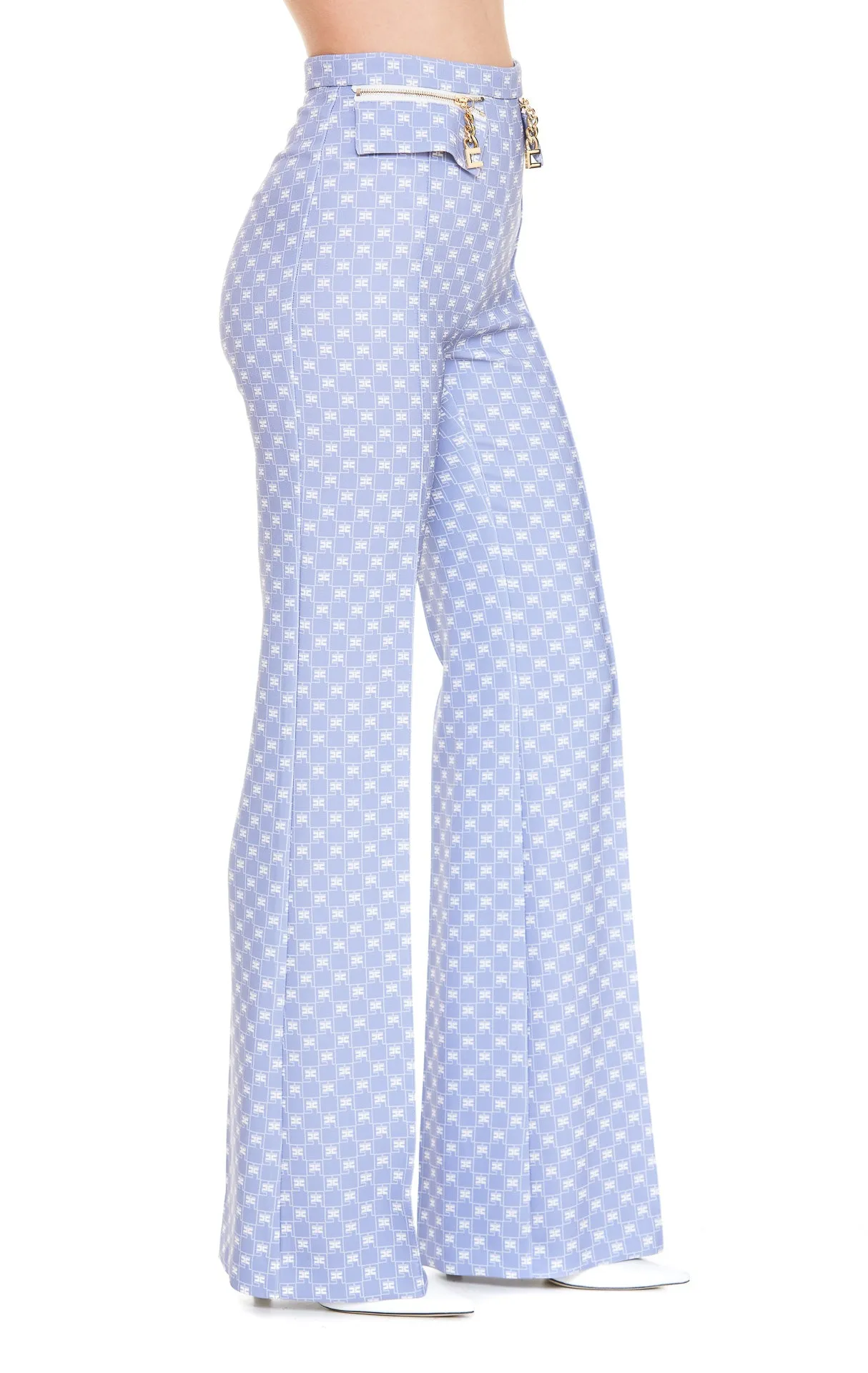 Elisabetta Franchi Square Logo Flared Trousers