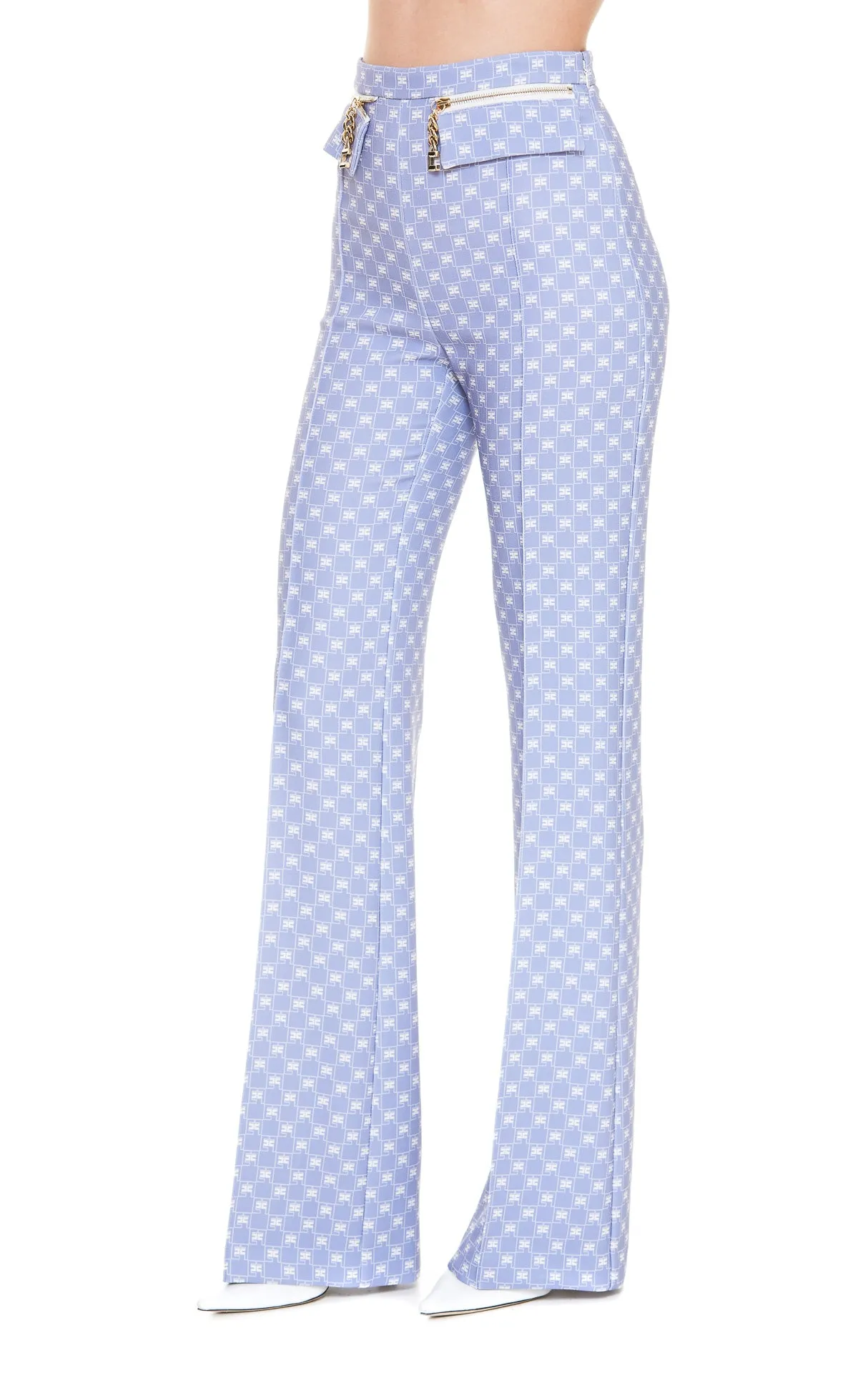 Elisabetta Franchi Square Logo Flared Trousers