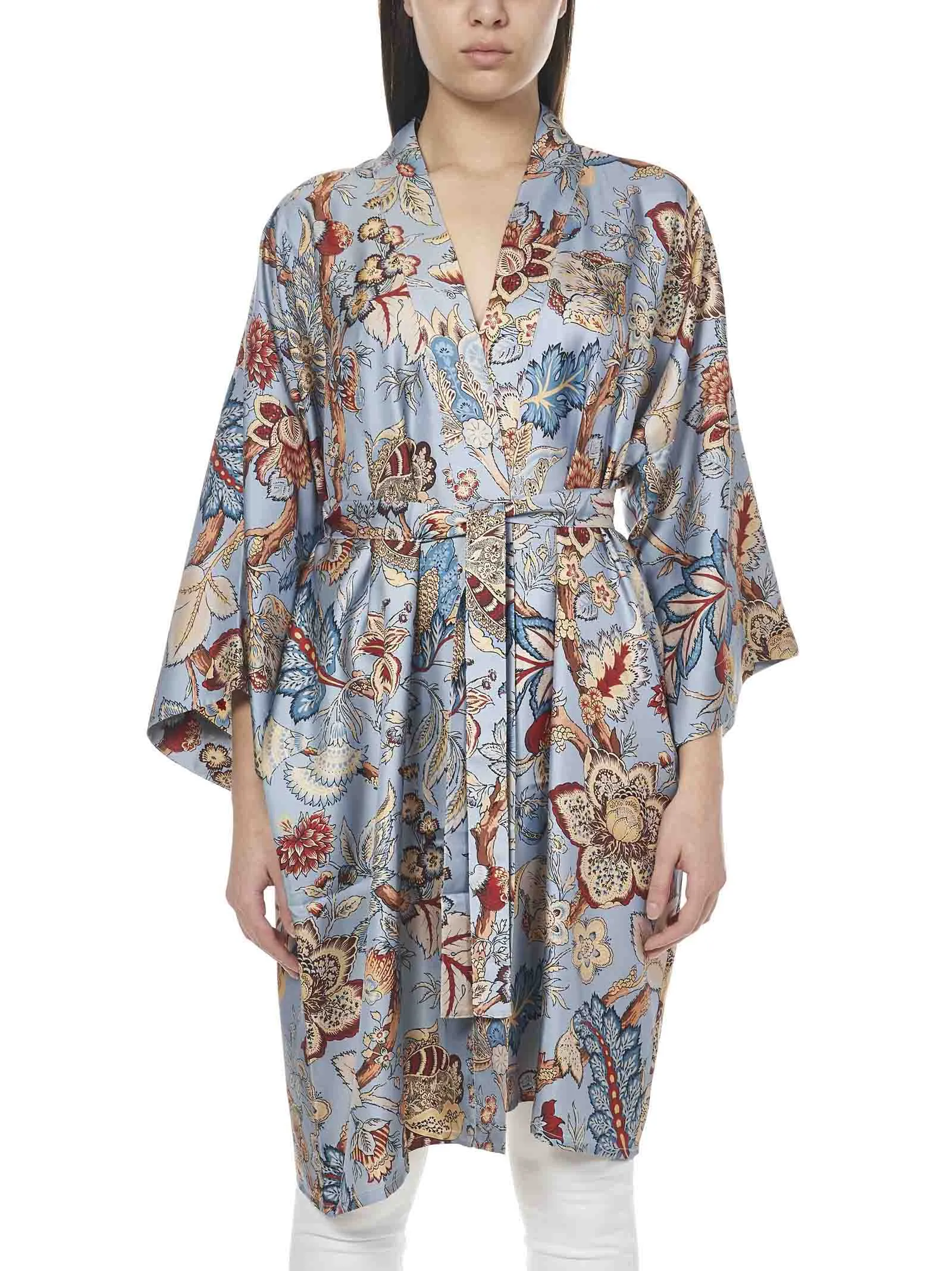 Etro Allover Floral Print Tied-Waist Jacket