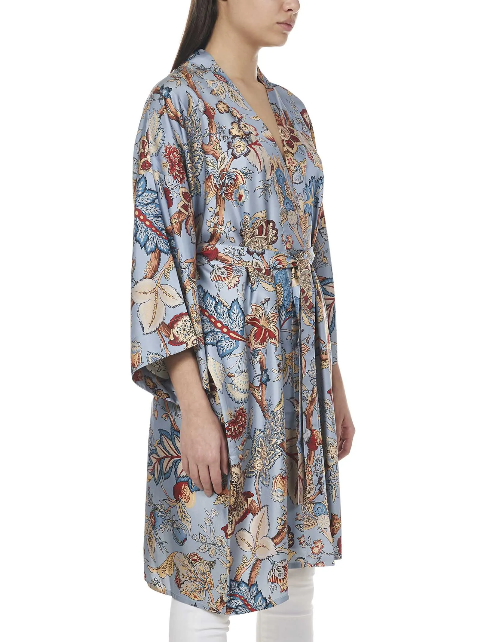 Etro Allover Floral Print Tied-Waist Jacket