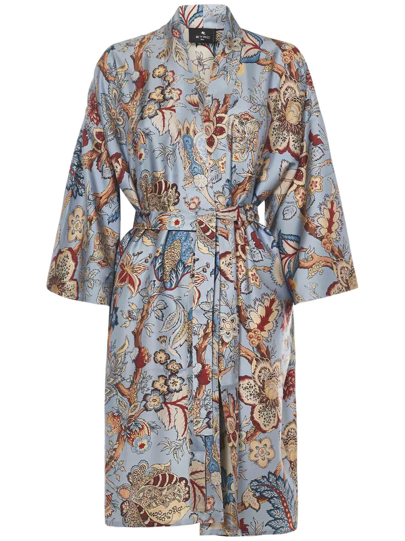 Etro Allover Floral Print Tied-Waist Jacket