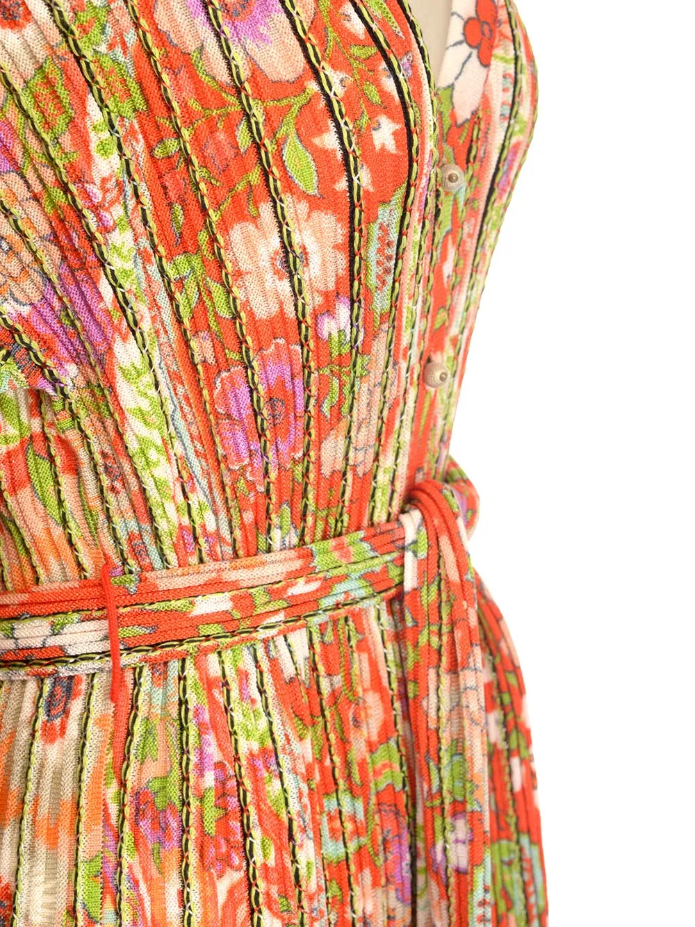 Etro Floral Printed Belted-Waist Dress