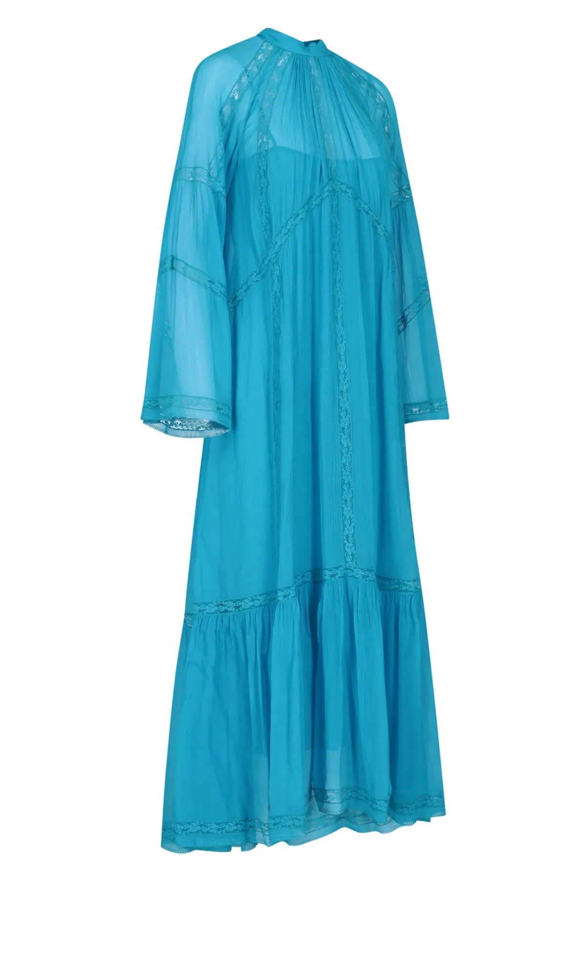 Etro Lace-Trimmed Crepe Pleated Midi Dress