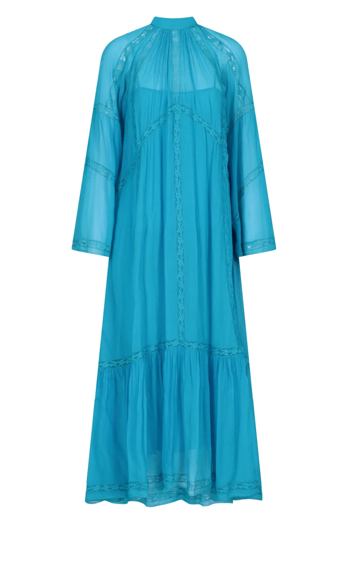 Etro Lace-Trimmed Crepe Pleated Midi Dress