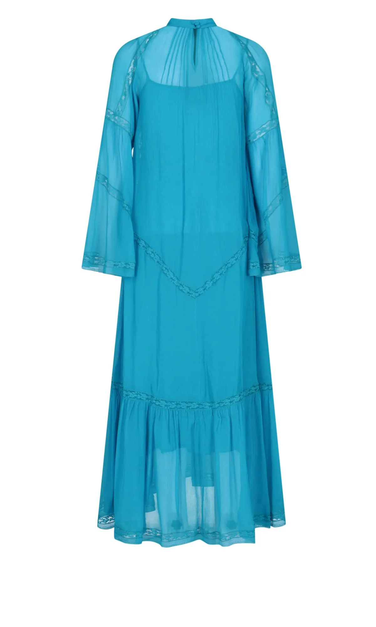 Etro Lace-Trimmed Crepe Pleated Midi Dress