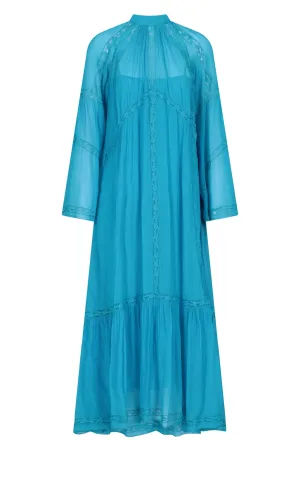 Etro Lace-Trimmed Crepe Pleated Midi Dress