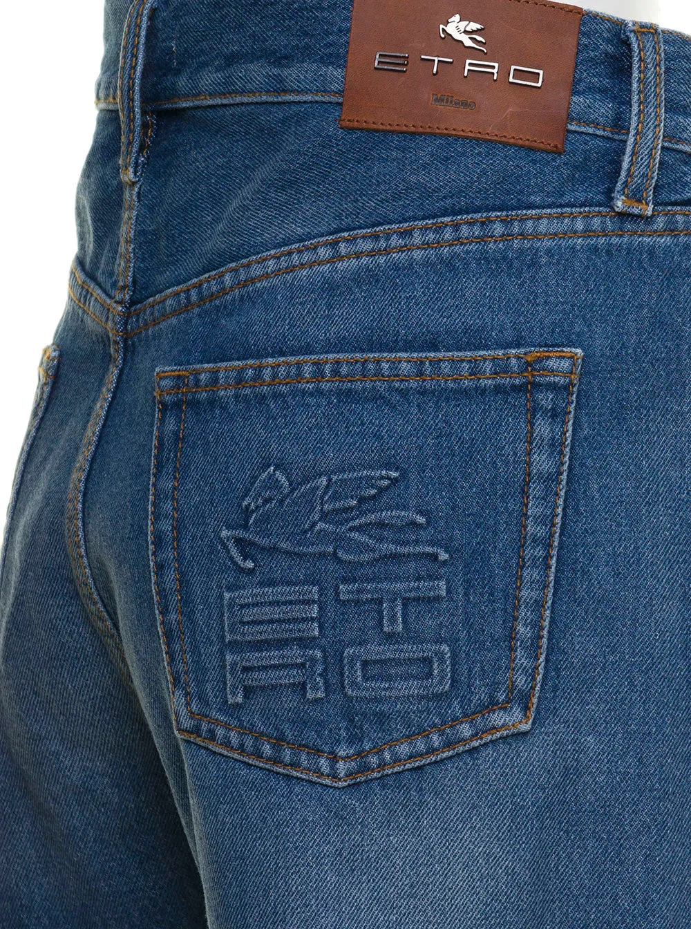 Etro Logo Patch Denim Shorts