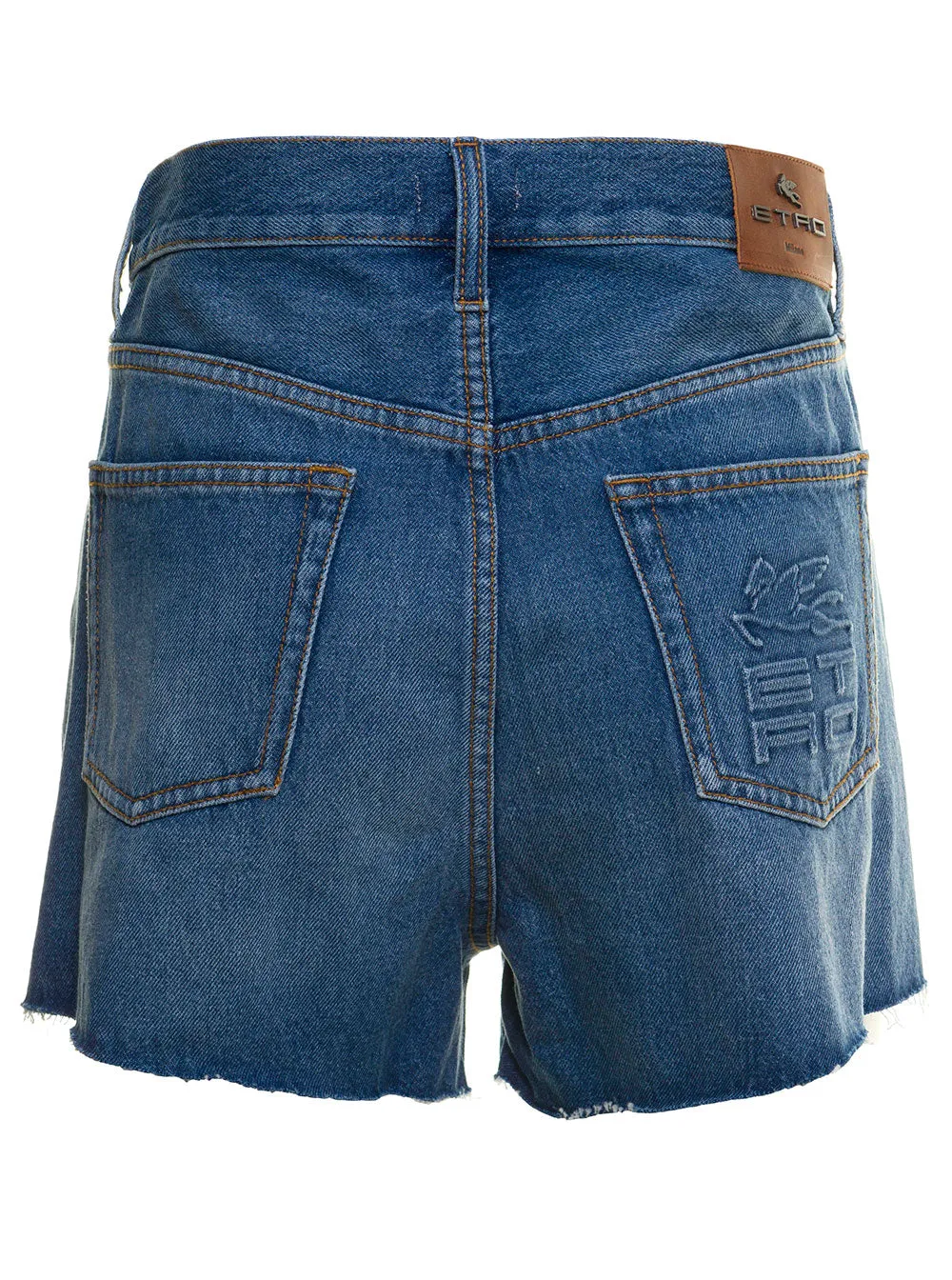 Etro Logo Patch Denim Shorts