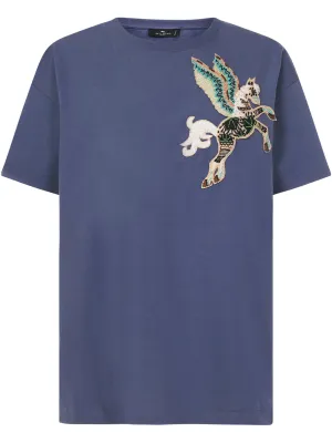 Etro Motif Embroidered Crewneck T-Shirt