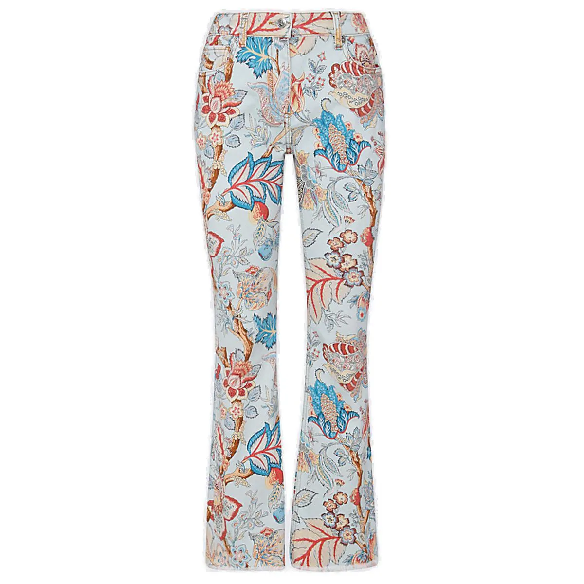 Etro Paisley Pattern High Waist Bootcut Jeans