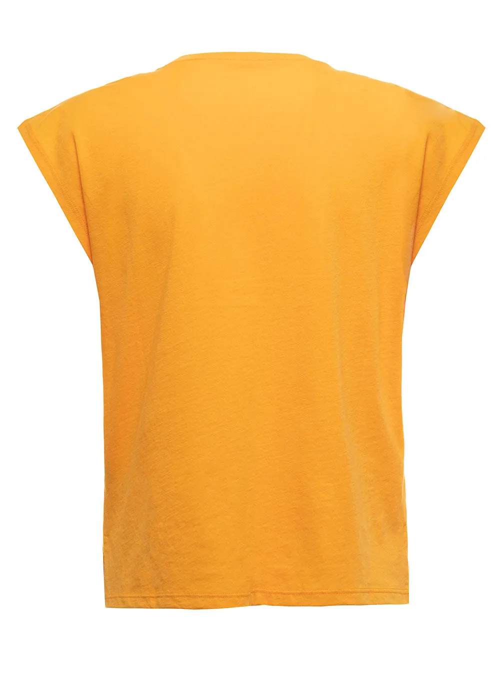 Frame Cap-Sleeved Straight Hem T-Shirt