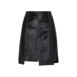 Ganni Asymmetric Panelled Leather Skirt
