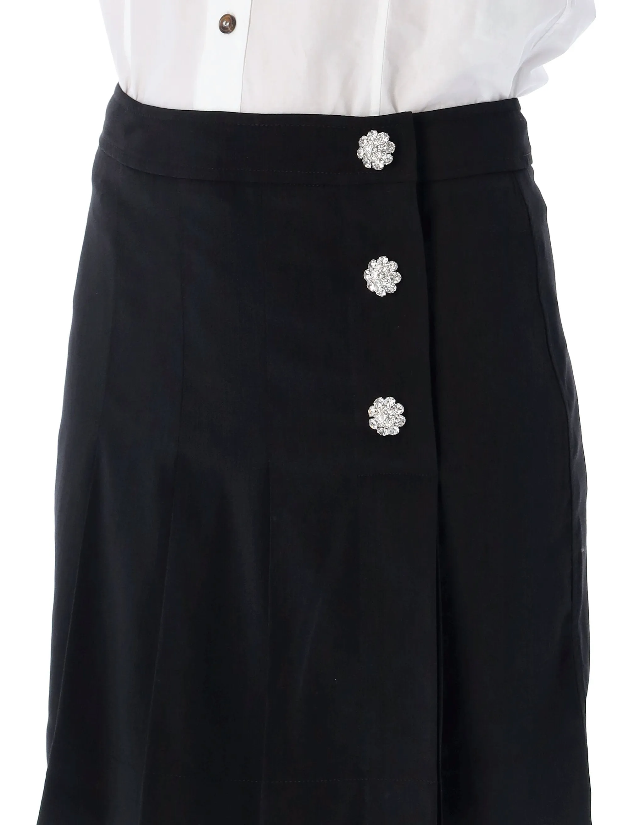 Ganni Button Embellished High Waist Mini Skirt