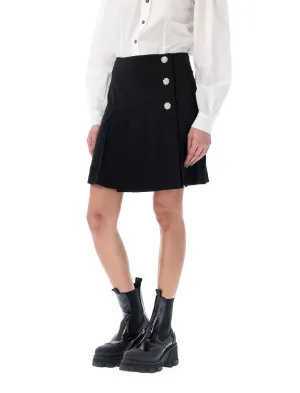 Ganni Button Embellished High Waist Mini Skirt