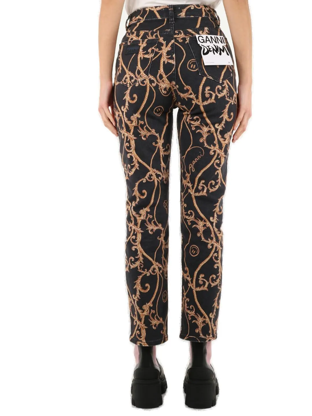 Ganni Cropped Printed Denim Jeans