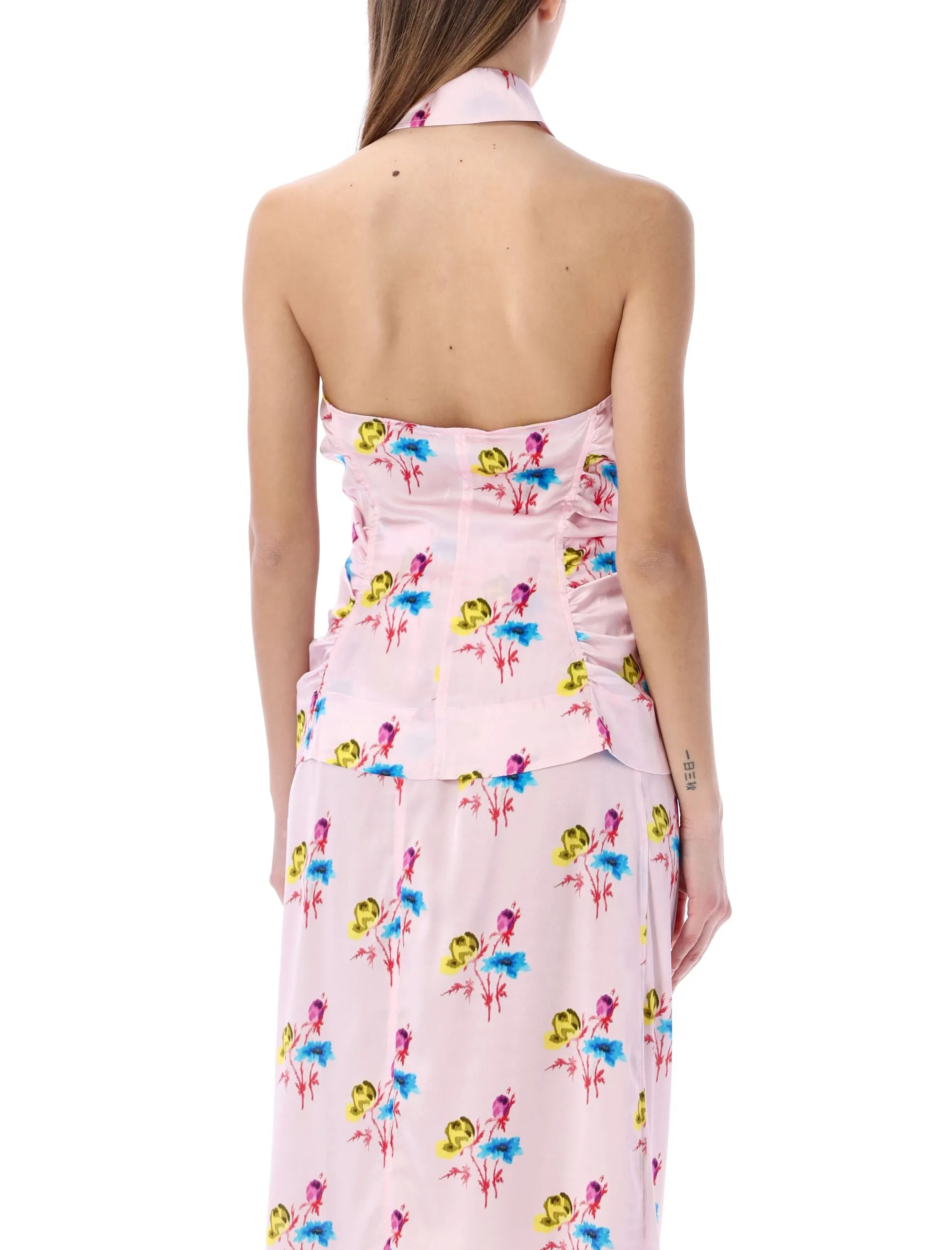 Ganni Floral Printed Halterneck Top