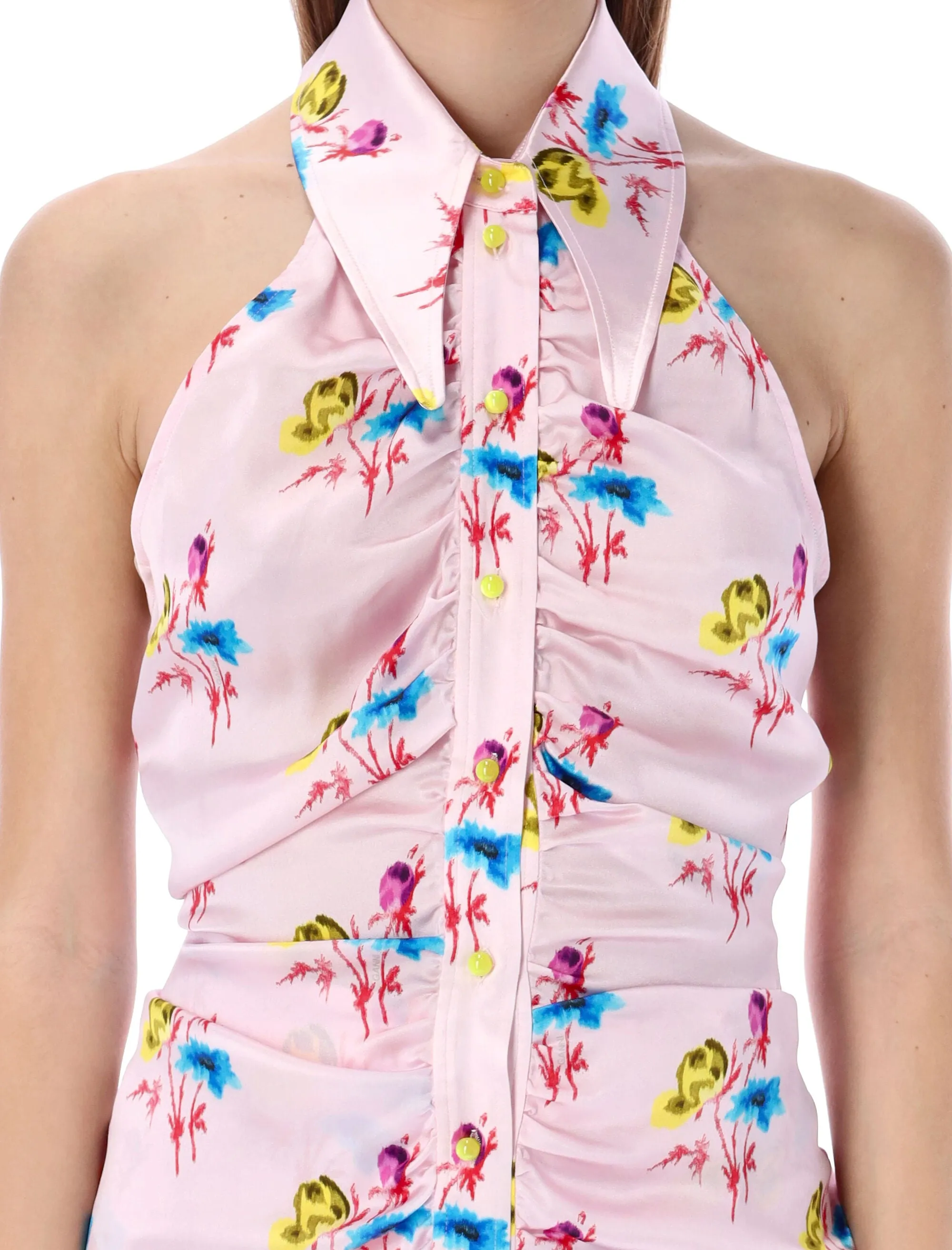 Ganni Floral Printed Halterneck Top