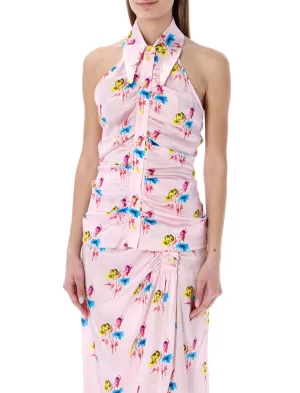 Ganni Floral Printed Halterneck Top