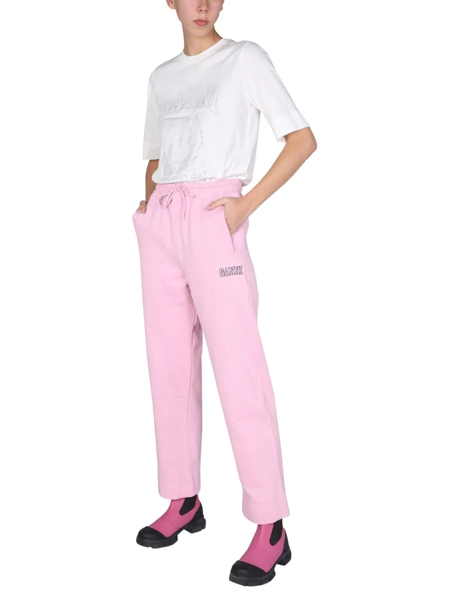 Ganni Logo Embroidered Drawstring Sweatpants