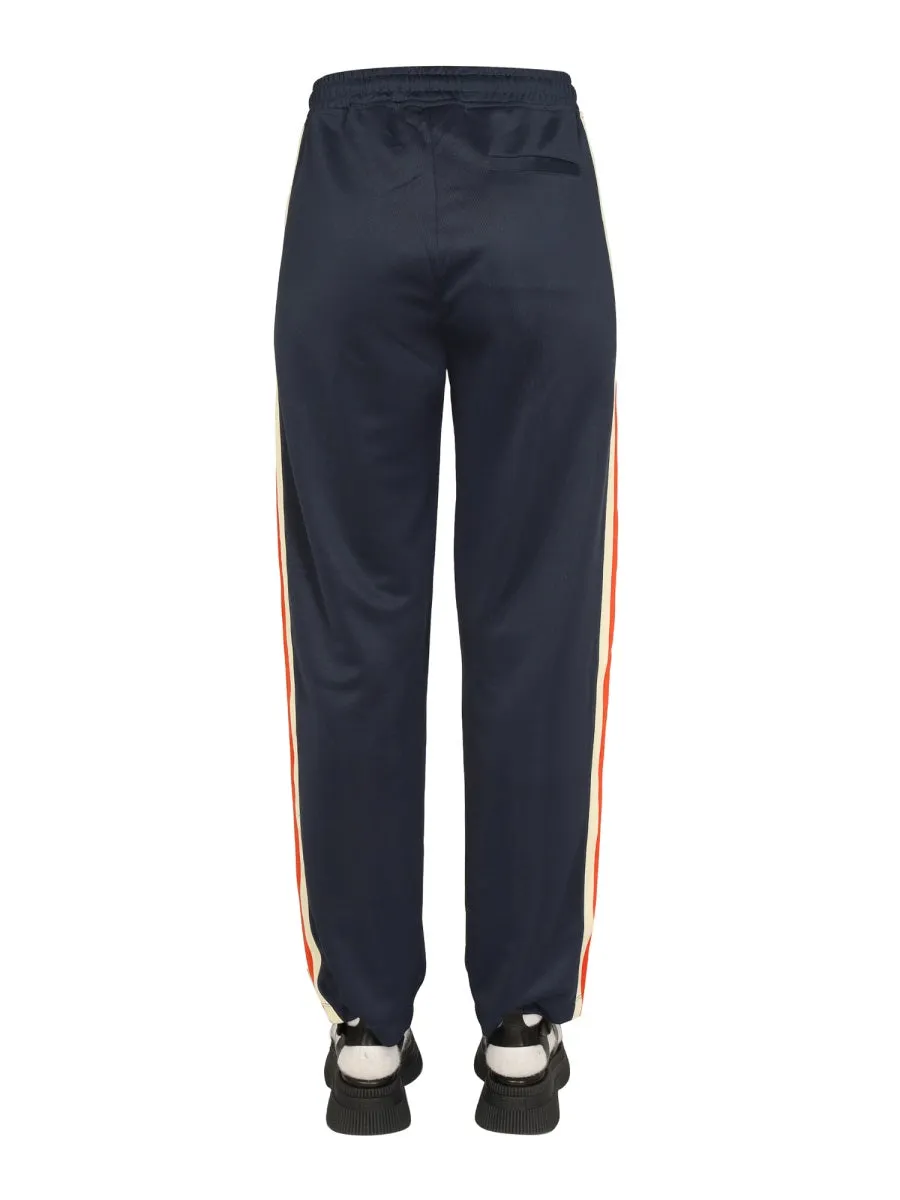 Ganni Logo Embroidered Stripe Detail Pants