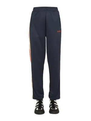 Ganni Logo Embroidered Stripe Detail Pants