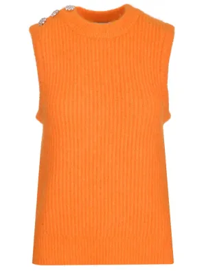 Ganni Sleeveless Crewneck Knitted Top
