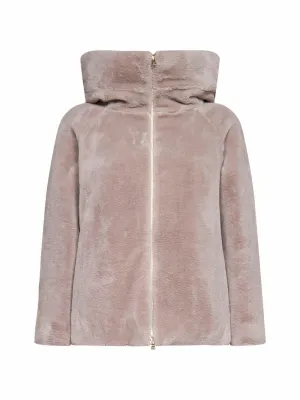 Herno High-Neck Faux Fur Jacket