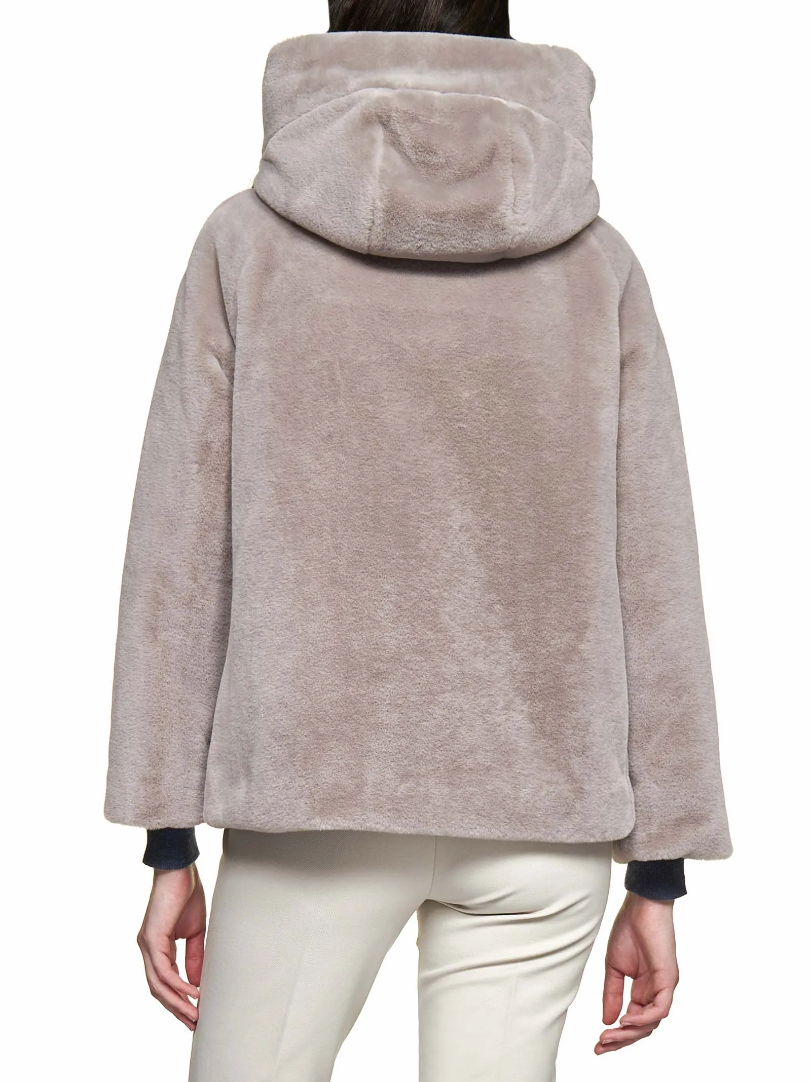 Herno High-Neck Faux Fur Jacket